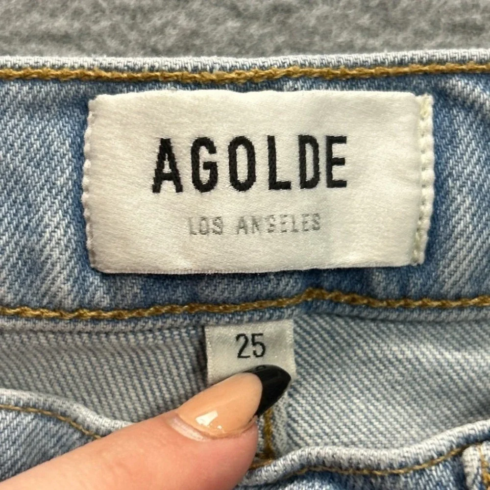 AGOLDE High Rise Straight Leg Jeans Womens Size 25 Light Wash Blue Premium Denim